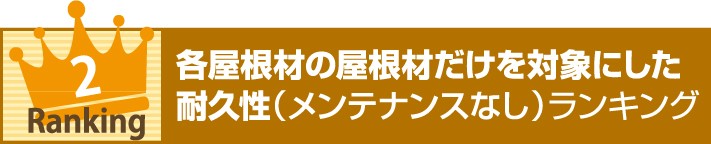各屋根材の屋根材だけを対象にした 耐久性(メンテナンスなし)ランキング