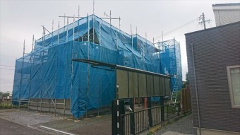 飯田市大瀬木外壁塗装足場1