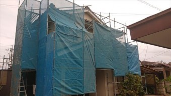 長野県駒ヶ根市外壁雨樋交換足場4