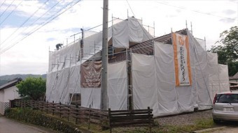 長野県下條村外壁塗装サンワ足場3