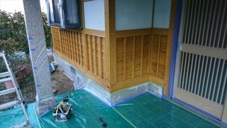 駒ヶ根市腰壁下塗り1