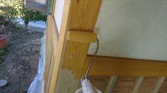 駒ヶ根市腰壁下塗り4