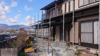 飯田市下久堅外壁塗装足場4