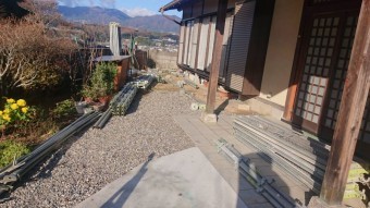 飯田市下久堅外壁塗装足場6