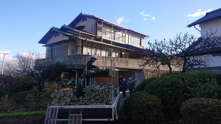 飯田市下久堅外壁塗装足場7
