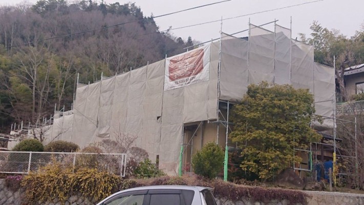 下條村外壁トタン屋根塗装足場8