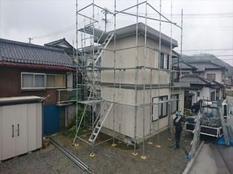 下伊那郡喬木村屋根外壁塗装足場2