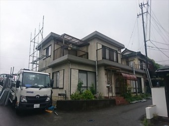 下伊那郡喬木村屋根外壁塗装足場1