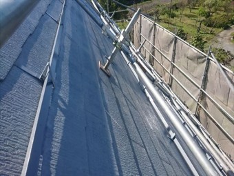 長野県中川村ログハウス屋根下塗り5