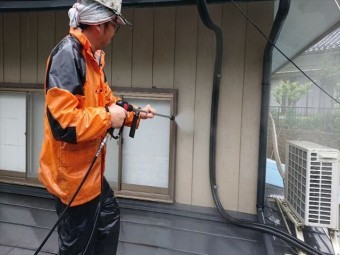 飯田市上村金属屋根壁洗浄1