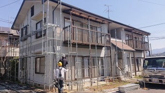 飯田市駄科 アパート足場3