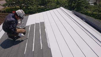 飯田市大瀬木倉庫屋根遮熱中塗り4