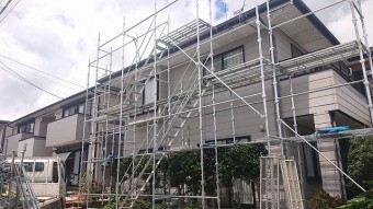 飯田市上殿岡 屋根外壁木部塗装足場3