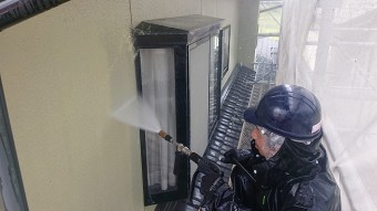 飯田市北方モルタル外壁洗浄1