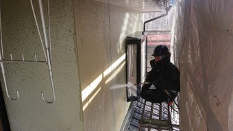 飯田市北方モルタル外壁洗浄3