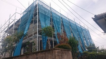 飯田市北方外壁塗装 足場3