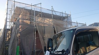 飯田市北方外壁塗装足場作業4