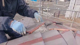 松川町瓦葺き替え棟工事4
