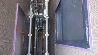 松川町外壁屋根塗装養生作業4