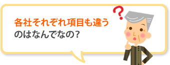 各社それぞれ項目も違うのはなんでなの?