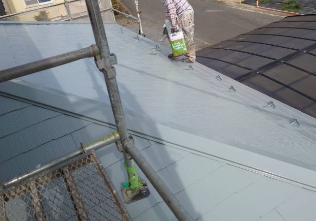 飯田市屋根塗装上塗り1