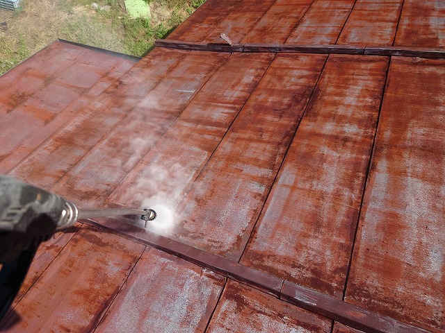 長野県南信濃村トタン屋根塗装洗浄2