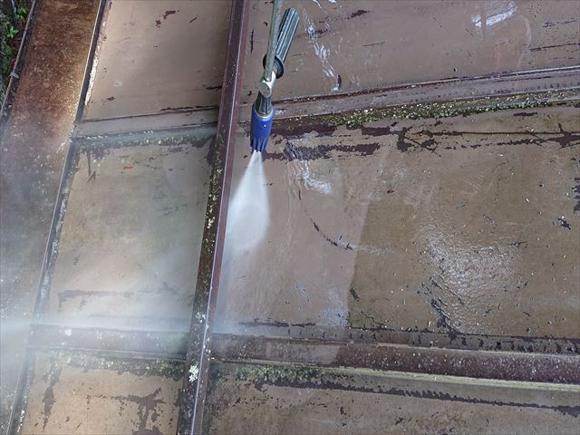 飯田市上村樹液被害トタン屋根洗浄6