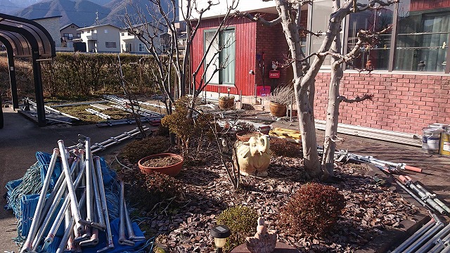 駒ケ根市外壁塗装外壁と木部足場バラシ3