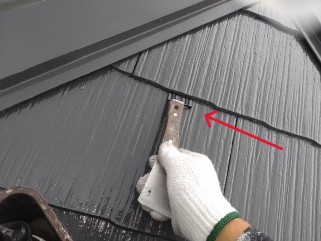 宮田村N様コロニアル屋根塗装タスペーサー取付