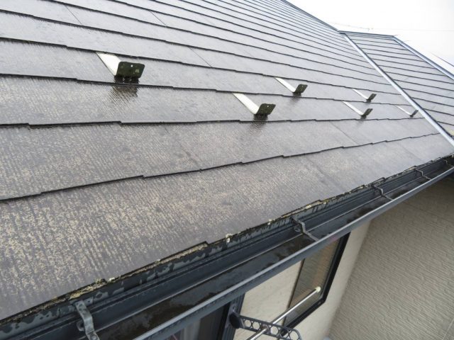 駒ヶ根市I邸施工前屋根　苔の様子