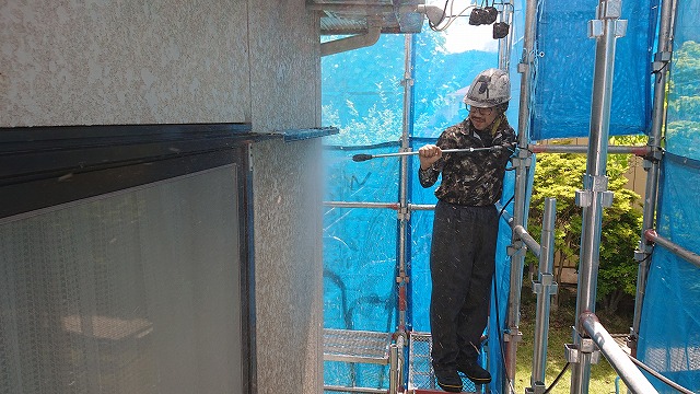 宮田村セキスイハイム屋根外壁塗装洗浄作業4