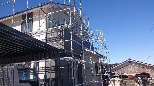 駒ケ根市外壁屋根塗装赤穂足場作業5