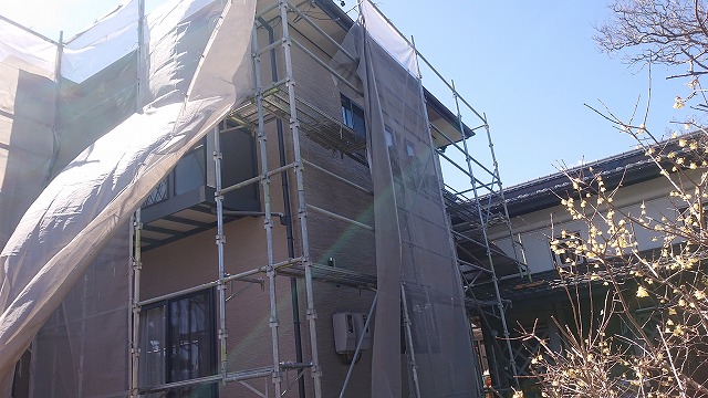 松川町外壁とトタン屋根塗装足場5