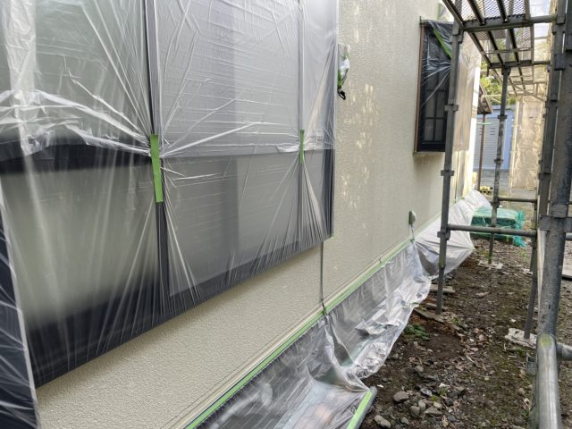松川町外壁屋根塗装養生