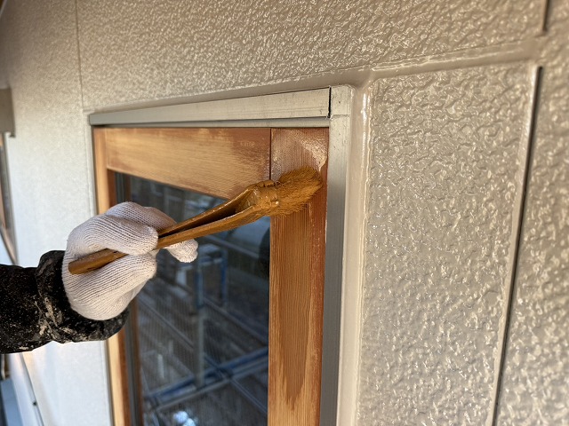 伊那市U邸木製窓枠1回目