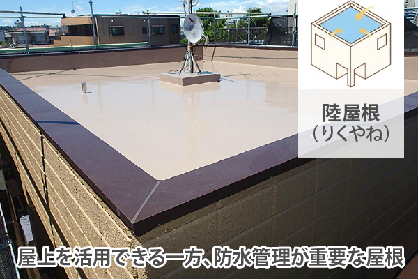 陸屋根（りくやね）は屋上を活用できる一方、防水管理が重要な屋根